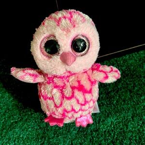 Mini beanie baby owl “Pink Y”